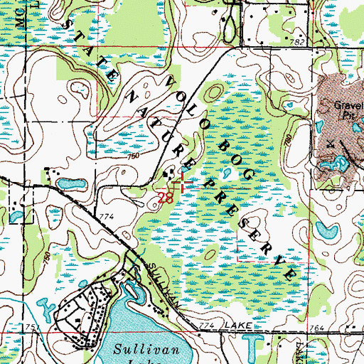Topographic Map of Volo Bog Interpretive Trail, IL