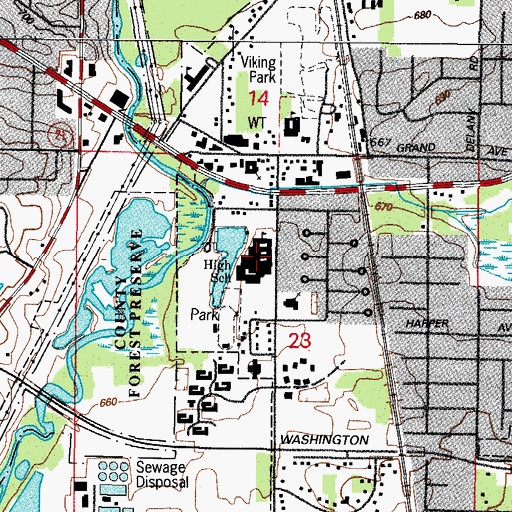 Topographic Map of Warren Township High School, IL