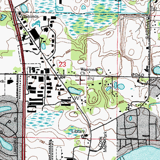 Topographic Map of Wauconda Baptist Church, IL