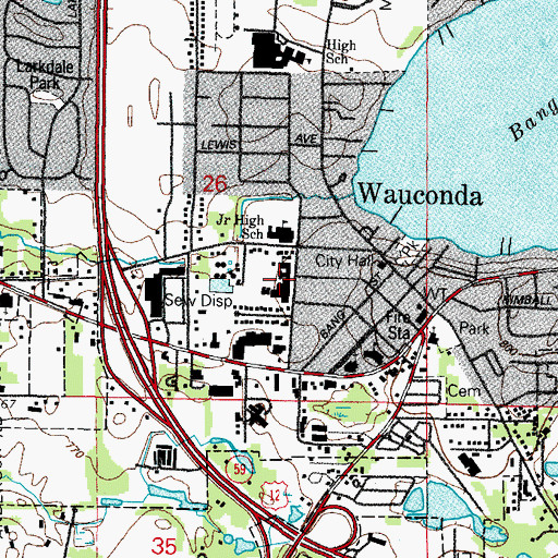 Topographic Map of Wauconda Elementary School, IL