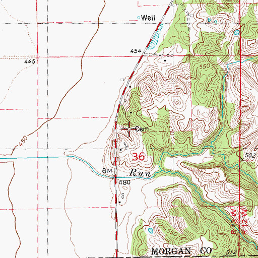 Topographic Map of Augustine Cemetery, IL