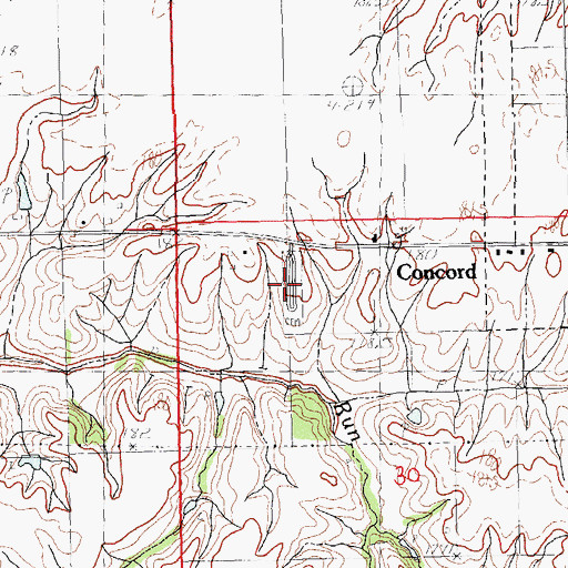 Topographic Map of Concord Cemetery, IL