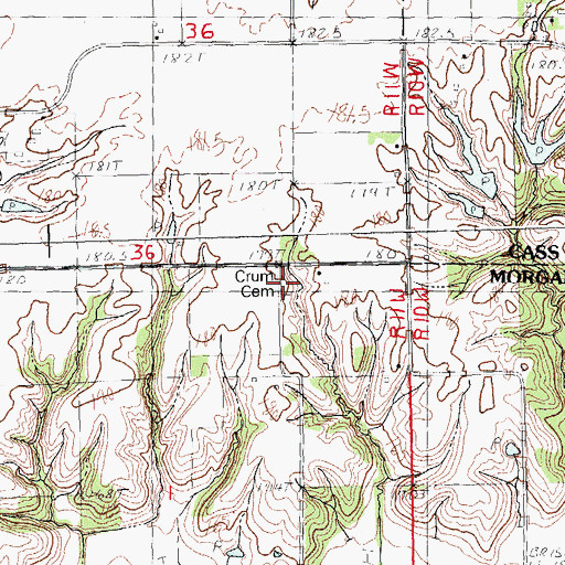 Topographic Map of Crum Cemetery, IL