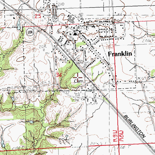 Topographic Map of Franklin Cemetery, IL