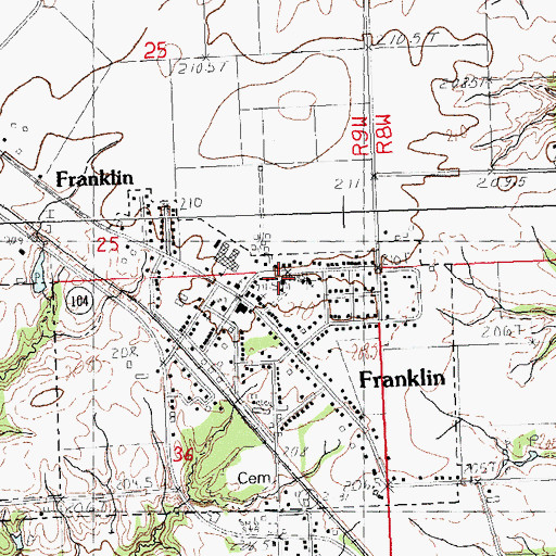 Topographic Map of Franklin East Grade School, IL