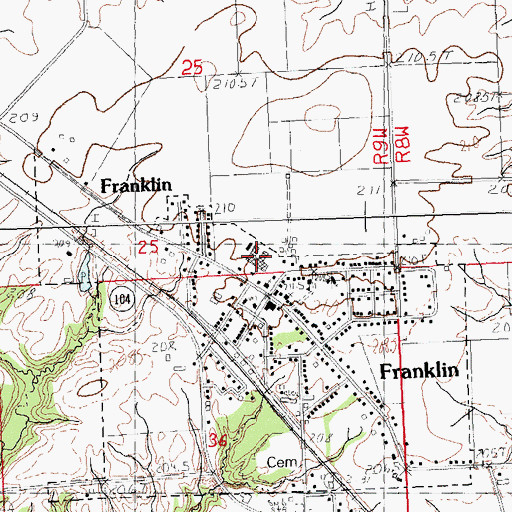 Topographic Map of Franklin Junior High School, IL
