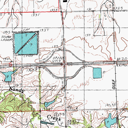 Topographic Map of Interchange 64, IL