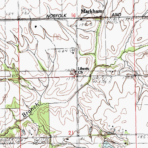 Topographic Map of Liberty Cemetery, IL
