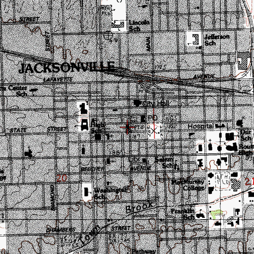 Topographic Map of Morgan County Courthouse, IL