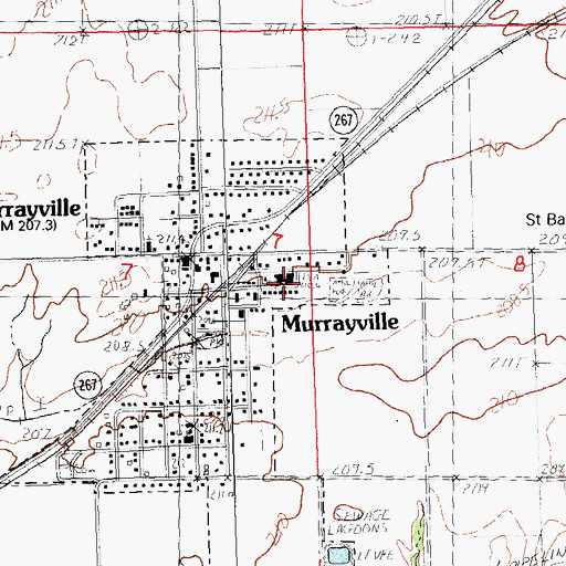 Topographic Map of Murrayville-Woodson Elementary School, IL