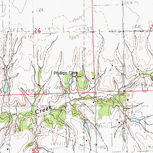 Topographic Map of Phillips Cemetery, IL
