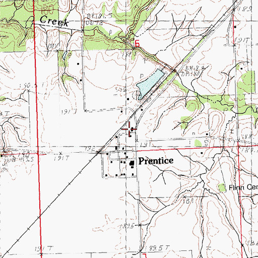 Topographic Map of Prentice Post Office, IL