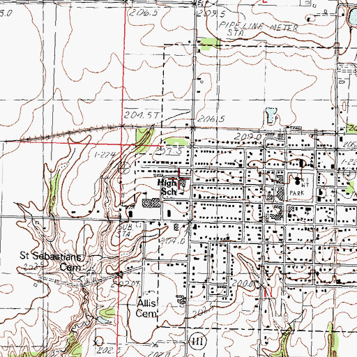Topographic Map of Waverly Elementary School, IL