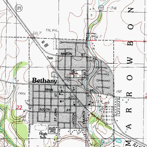 Topographic Map of Bethany Elementary School, IL