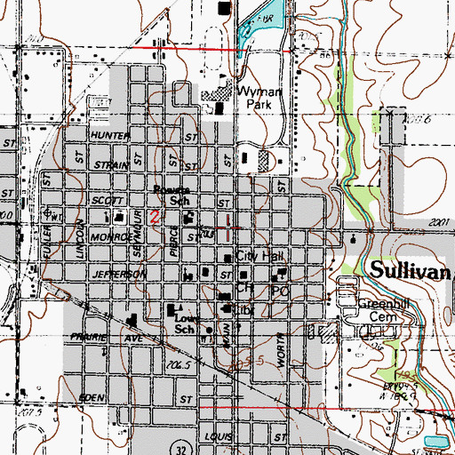 Topographic Map of First Presbyterian Church, IL