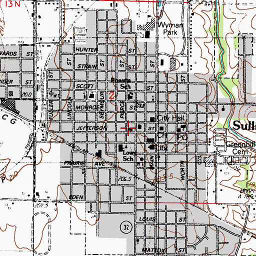 Topographic Map of First United Methodist Church, IL