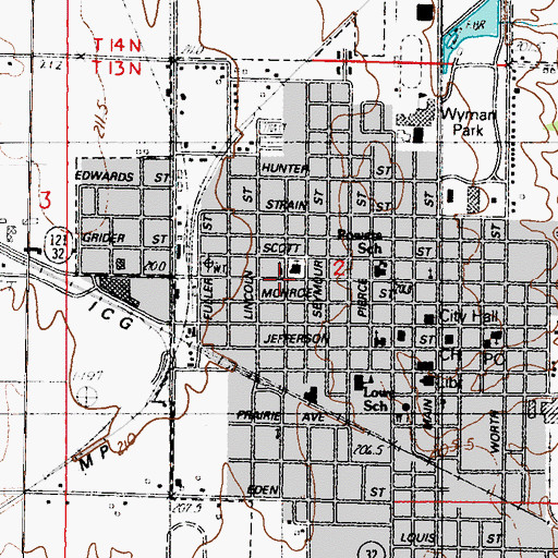 Topographic Map of Highway Church of Christ, IL