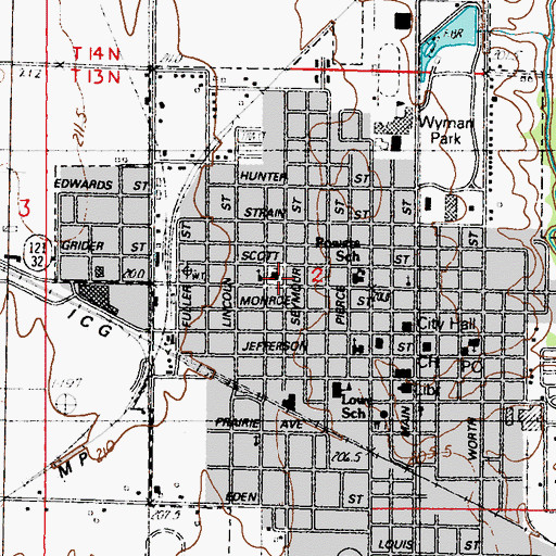 Topographic Map of Saint Columcille Catholic Church, IL