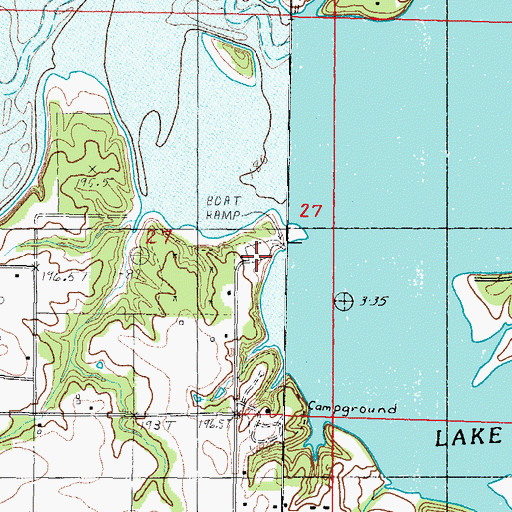 Topographic Map of Whitley Creek Recreation Area, IL