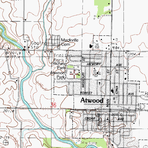 Topographic Map of Atwood Park, IL