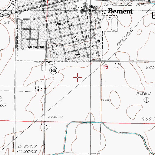Topographic Map of Bement Baptist Church, IL
