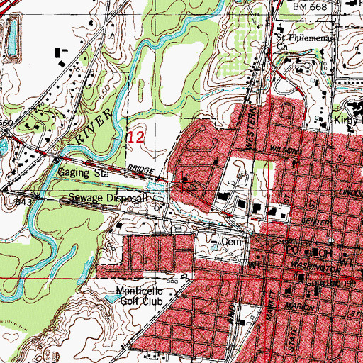 Topographic Map of Calvary Baptist Church, IL