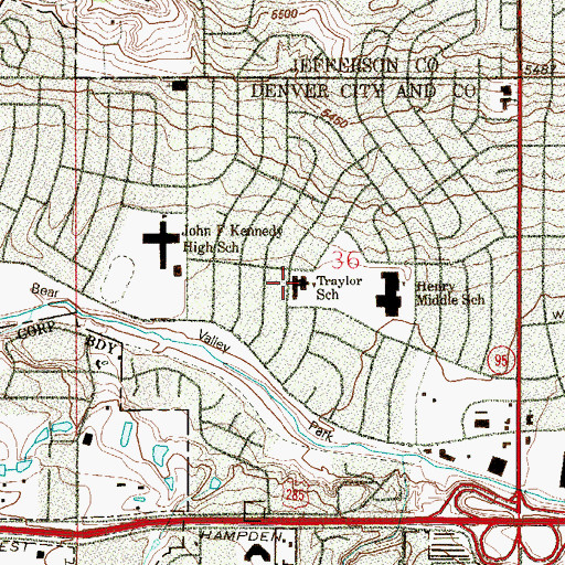 Topographic Map of Traylor Academy, CO