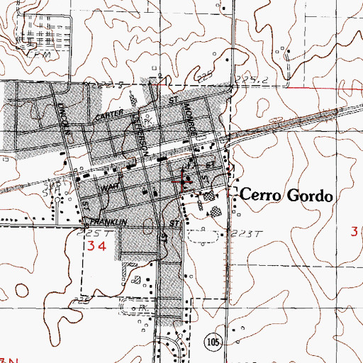 Topographic Map of Cerro Gordo Elementary School, IL
