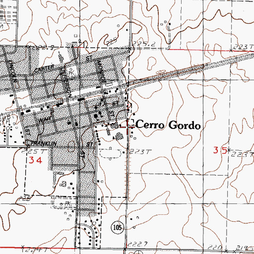 Topographic Map of Cerro Gordo High School, IL