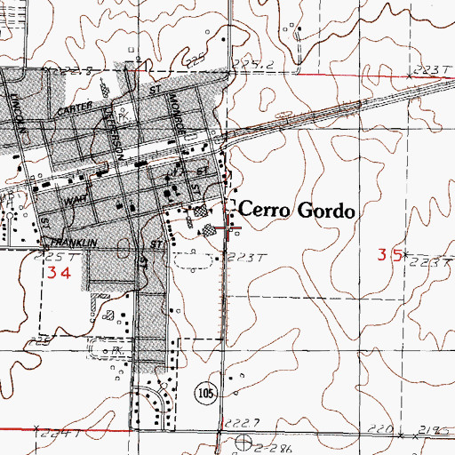 Topographic Map of Cerro Gordo Junior High School, IL