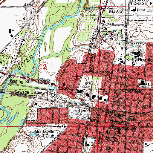Topographic Map of Church of Christ, IL