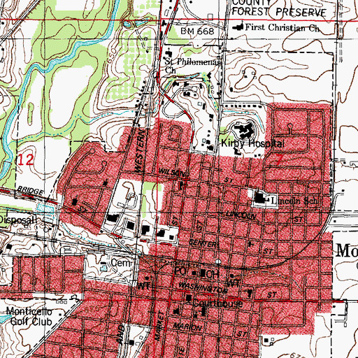 Topographic Map of Church of the Nazarene, IL