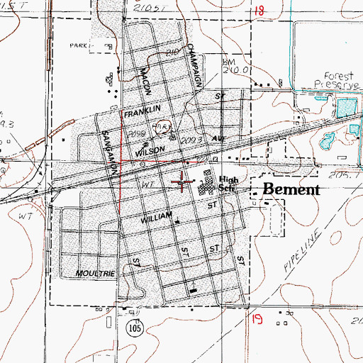 Topographic Map of First Christian Church, IL
