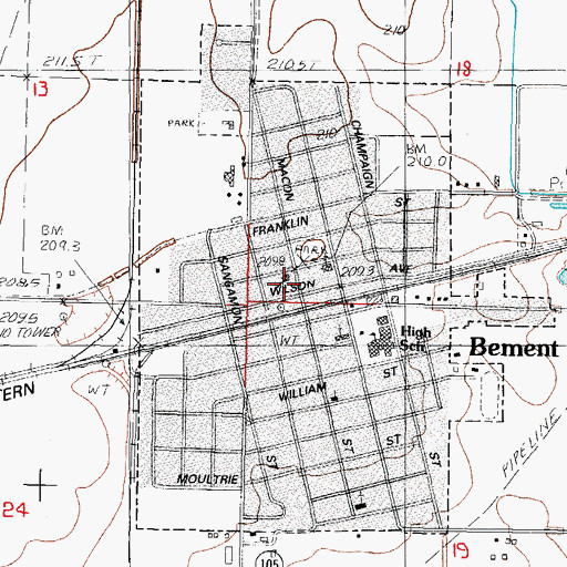 Topographic Map of First Presbyterian Church, IL