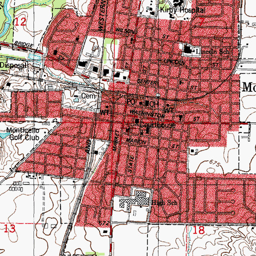 Topographic Map of First Presbyterian Church, IL