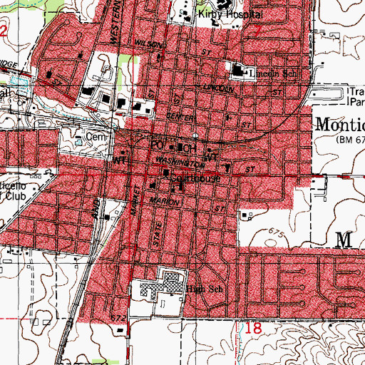 Topographic Map of First United Methodist Church, IL