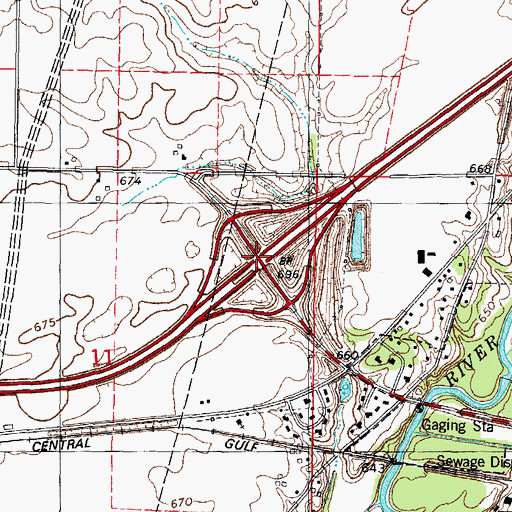 Topographic Map of Interchange 61, IL