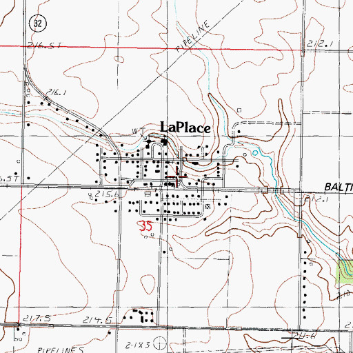 Topographic Map of La Place Post Office, IL