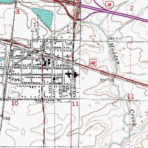 Topographic Map of Mansfield Elementary School, IL