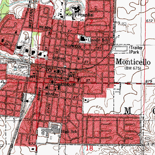 Topographic Map of Monticello Christian Academy, IL