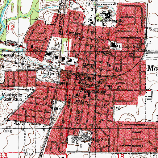 Topographic Map of Piatt County Jail, IL