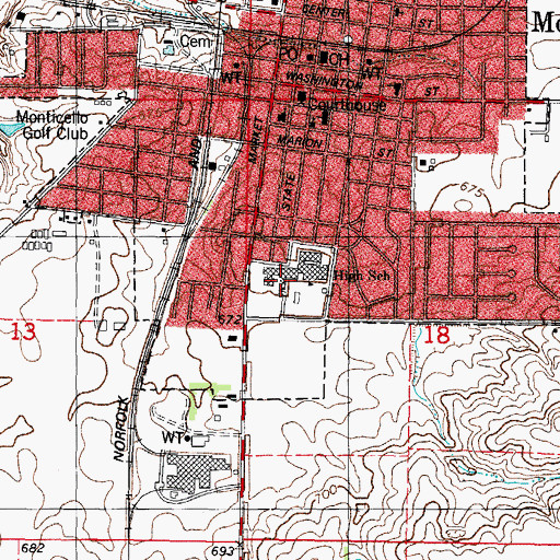 Topographic Map of Washington Elementary School, IL