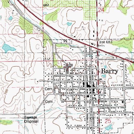 Topographic Map of Barry High School, IL