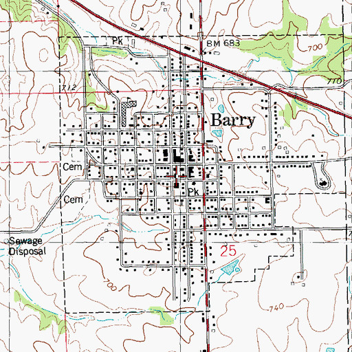 Topographic Map of Barry Historic District, IL