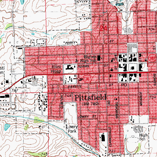 Topographic Map of Calvary Baptist Church, IL