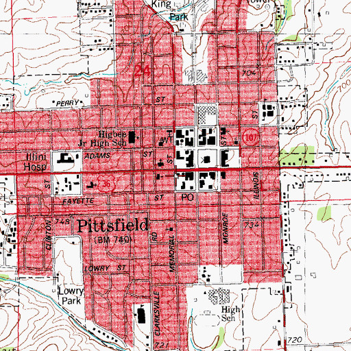 Topographic Map of First Baptist Church, IL
