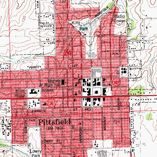 Topographic Map of First Christian Church, IL