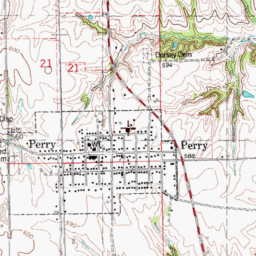 Topographic Map of Perry Middle School, IL