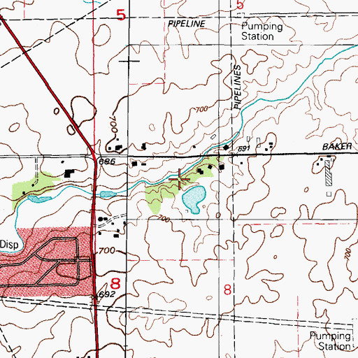 Topographic Map of Five Mile Grove, IL