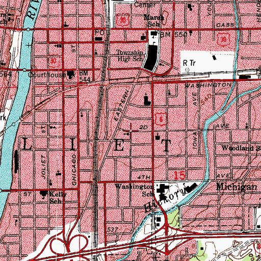 Topographic Map of Joliet East Side Historic District, IL